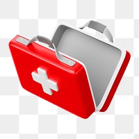 PNG 3D medical briefcase, element illustration, transparent background