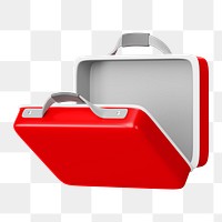 PNG 3D red attache case, element illustration, transparent background