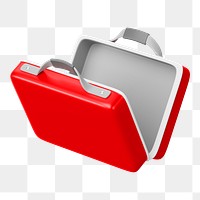 PNG 3D red attache case, element illustration, transparent background