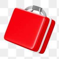 PNG 3D red attache case, element illustration, transparent background