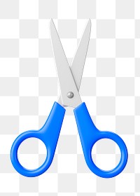 PNG 3D blue scissors, element illustration, transparent background
