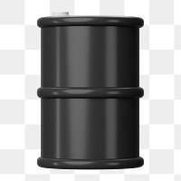 PNG 3D black oil barrel, element illustration, transparent background