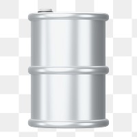 PNG 3D silver oil barrel, element illustration, transparent background