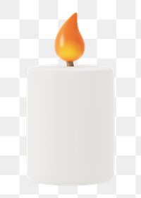 PNG 3D lit candle, element illustration, transparent background