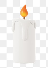 PNG 3D lit candle, element illustration, transparent background