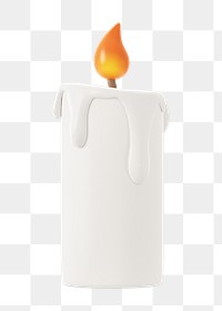 PNG 3D lit candle, element illustration, transparent background