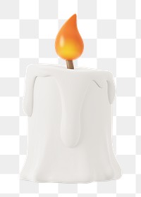 PNG 3D lit candle, element illustration, transparent background