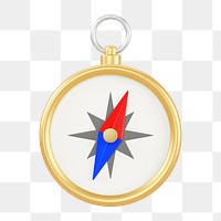 PNG 3D compass, element illustration, transparent background