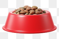 PNG 3D red dog food bowl, element illustration, transparent background