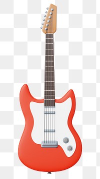 PNG 3D electric guitar, element illustration, transparent background