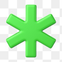 PNG 3D green asterisk, element illustration, transparent background