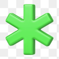 PNG 3D green asterisk, element illustration, transparent background