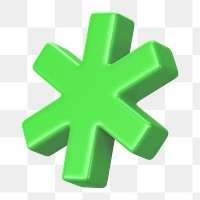 PNG 3D green asterisk, element illustration, transparent background