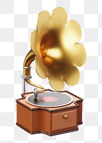 PNG 3D gramophone, element illustration, transparent background