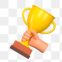 PNG 3D gold trophy, element illustration, transparent background