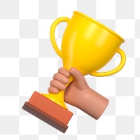 PNG 3D gold trophy, element illustration, transparent background