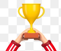 PNG 3D gold trophy, element illustration, transparent background