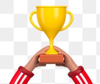 PNG 3D gold trophy, element illustration, transparent background