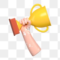 PNG 3D gold trophy, element illustration, transparent background