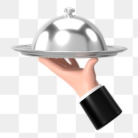 PNG 3D waiter serving tray, element illustration, transparent background