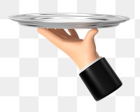 PNG 3D waiter serving tray, element illustration, transparent background