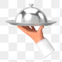 PNG 3D waiter serving tray, element illustration, transparent background