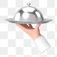 PNG 3D waiter serving tray, element illustration, transparent background