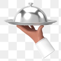 PNG 3D waiter serving tray, element illustration, transparent background