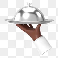 PNG 3D waiter serving tray, element illustration, transparent background