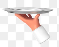 PNG 3D waiter serving tray, element illustration, transparent background