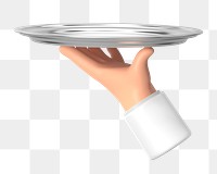 PNG 3D waiter serving tray, element illustration, transparent background