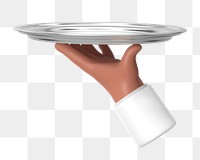 PNG 3D waiter serving tray, element illustration, transparent background