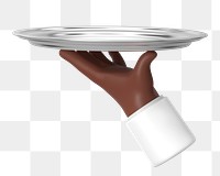 PNG 3D waiter serving tray, element illustration, transparent background