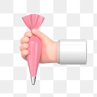 PNG 3D frosting piping bag, element illustration, transparent background