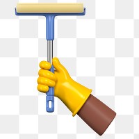 PNG 3D hand holding squeegee, element illustration, transparent background