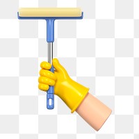 PNG 3D hand holding squeegee, element illustration, transparent background