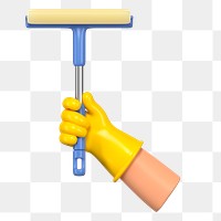 PNG 3D hand holding squeegee, element illustration, transparent background