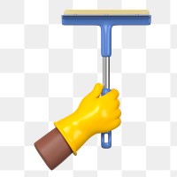 PNG 3D hand holding squeegee, element illustration, transparent background