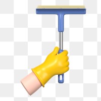 PNG 3D hand holding squeegee, element illustration, transparent background
