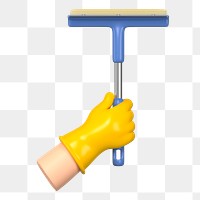 PNG 3D hand holding squeegee, element illustration, transparent background