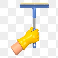 PNG 3D hand holding squeegee, element illustration, transparent background