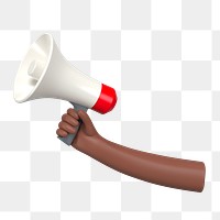 PNG 3D hand holding megaphone, element illustration, transparent background