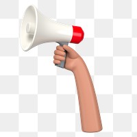 PNG 3D hand holding megaphone, element illustration, transparent background