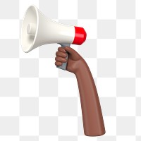 PNG 3D hand holding megaphone, element illustration, transparent background