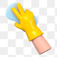 PNG 3D hand using cleaning sponge, element illustration, transparent background