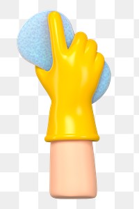 PNG 3D hand using cleaning sponge, element illustration, transparent background