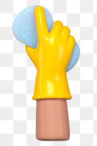 PNG 3D hand using cleaning sponge, element illustration, transparent background