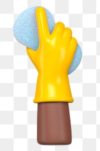 PNG 3D hand using cleaning sponge, element illustration, transparent background