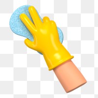 PNG 3D hand using cleaning sponge, element illustration, transparent background