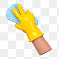 PNG 3D hand using cleaning sponge, element illustration, transparent background